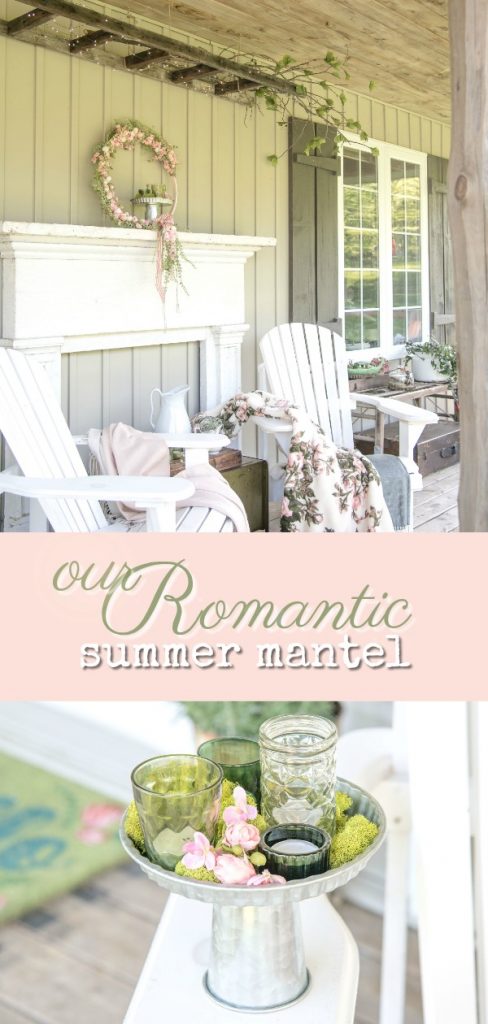 A Romantic Summer Mantel - Seasonal Simplicity | Vinyet Etc #SummerDecor #PorchDecor #vinyetETC 