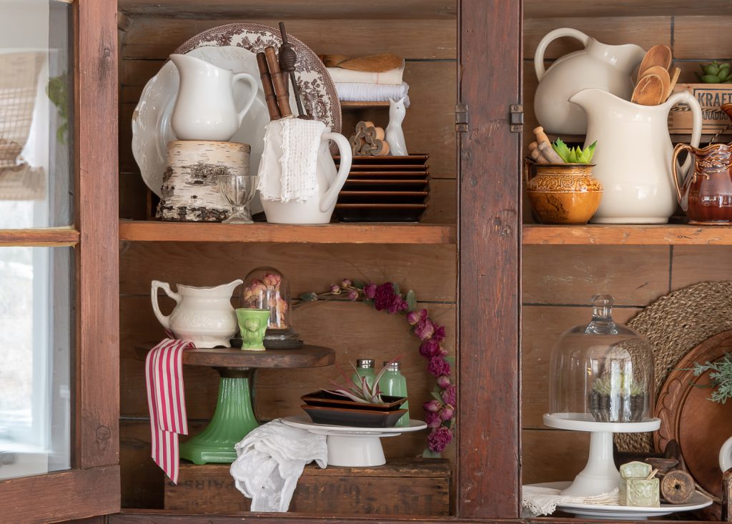 Spring Cabinet Styling - Cozy Living - Vinyet Etc. 
