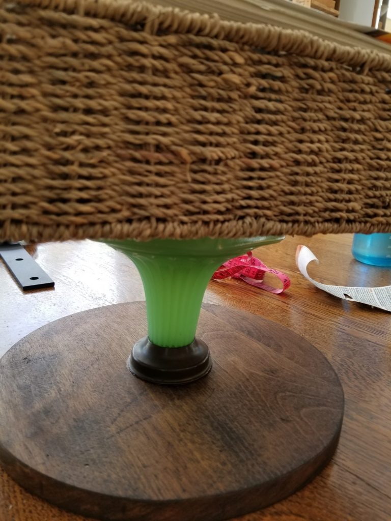 DIY Jadeite Cake Stand - Using Antique Lantern Parts - Vinyet Etc
