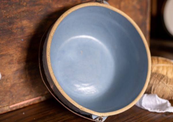 Antique Salt Glazed Stoneware Blue Bowl - Scientific Electric