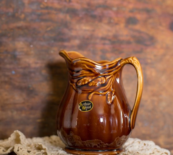 Small Vintage Arthur Wood - Brown Wheat Ceramic Pitcher