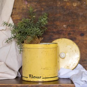 Flour Tin - Art Deco Yellow Kitchen Canister_