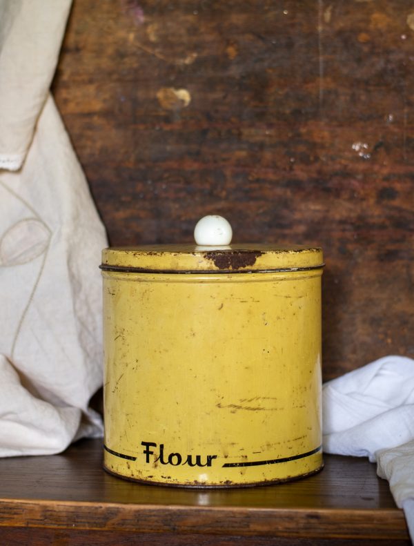 Flour Tin - Art Deco Yellow Kitchen Canister_